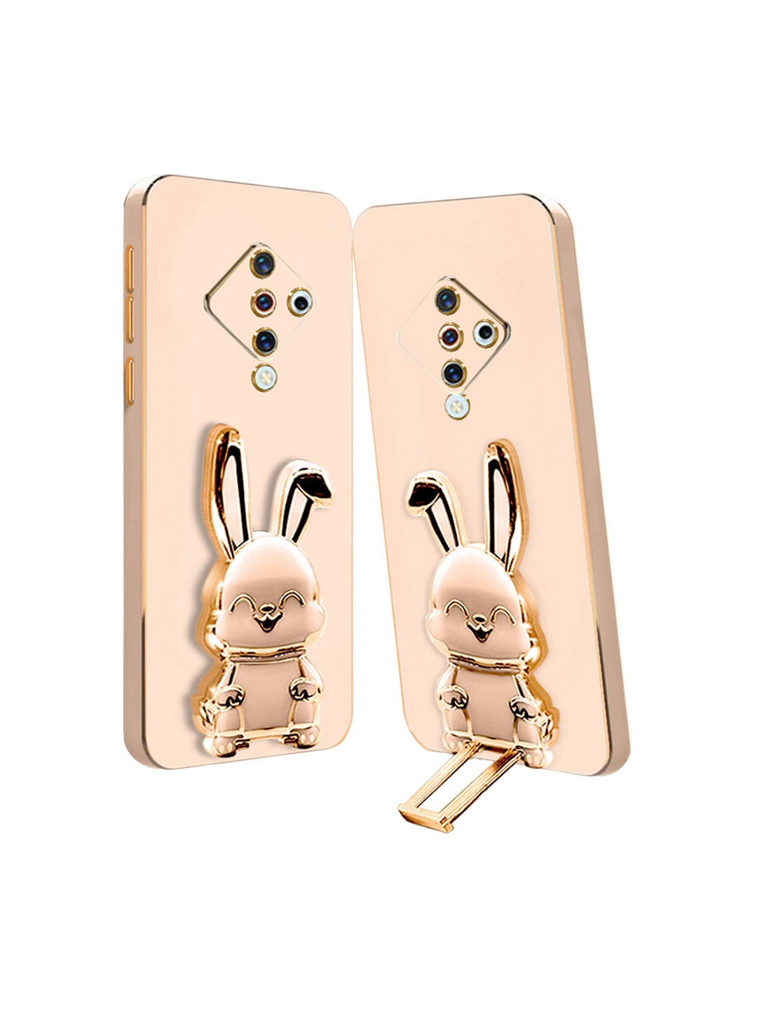 

Karwan 3D Bunny with Folding Stand Vivo S1 Pro Back Cover Case, Pink