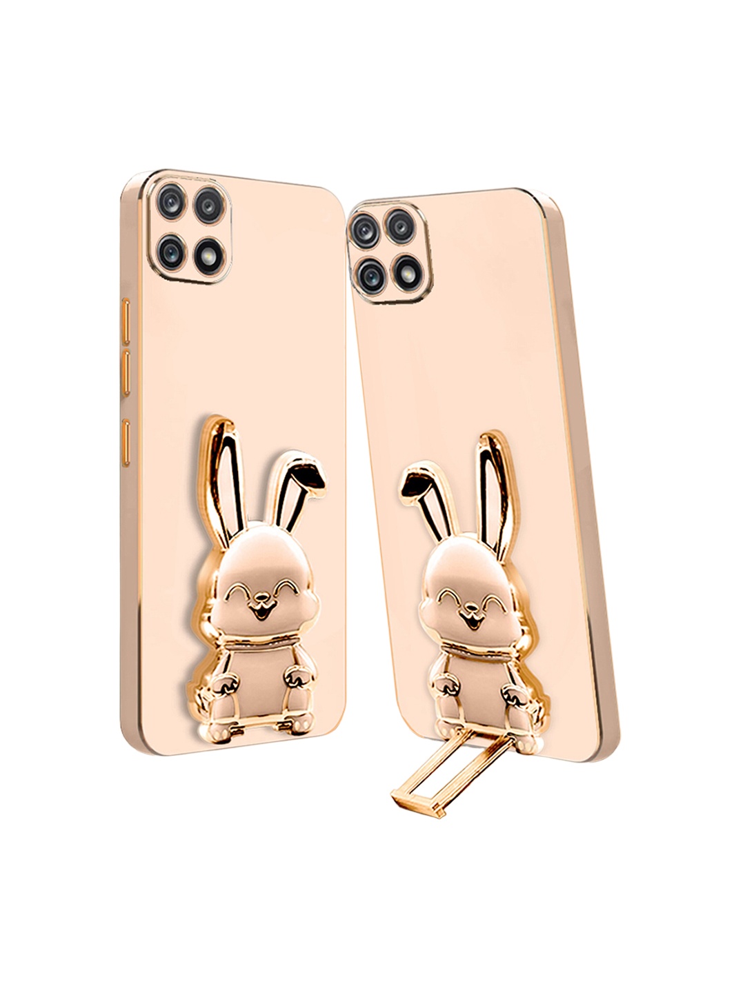 

Karwan Samsung A22 Back Case With 3D Bunny Folding Stand, Pink