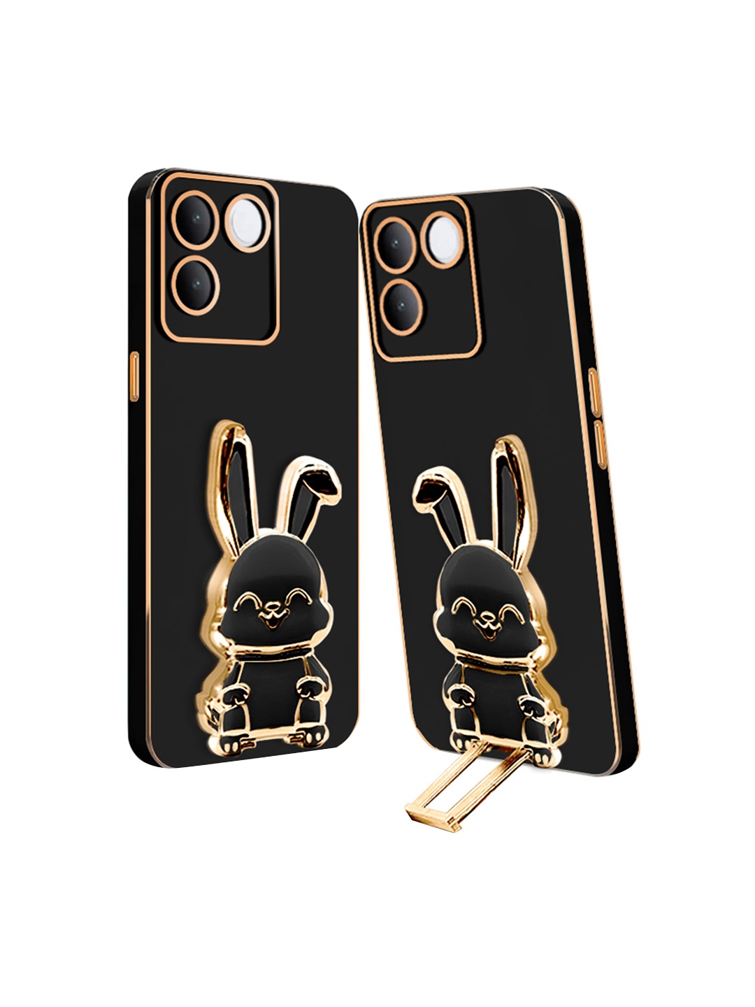 

Karwan Vivo T2 Pro Back Case With 3D Bunny Folding Stand, Black