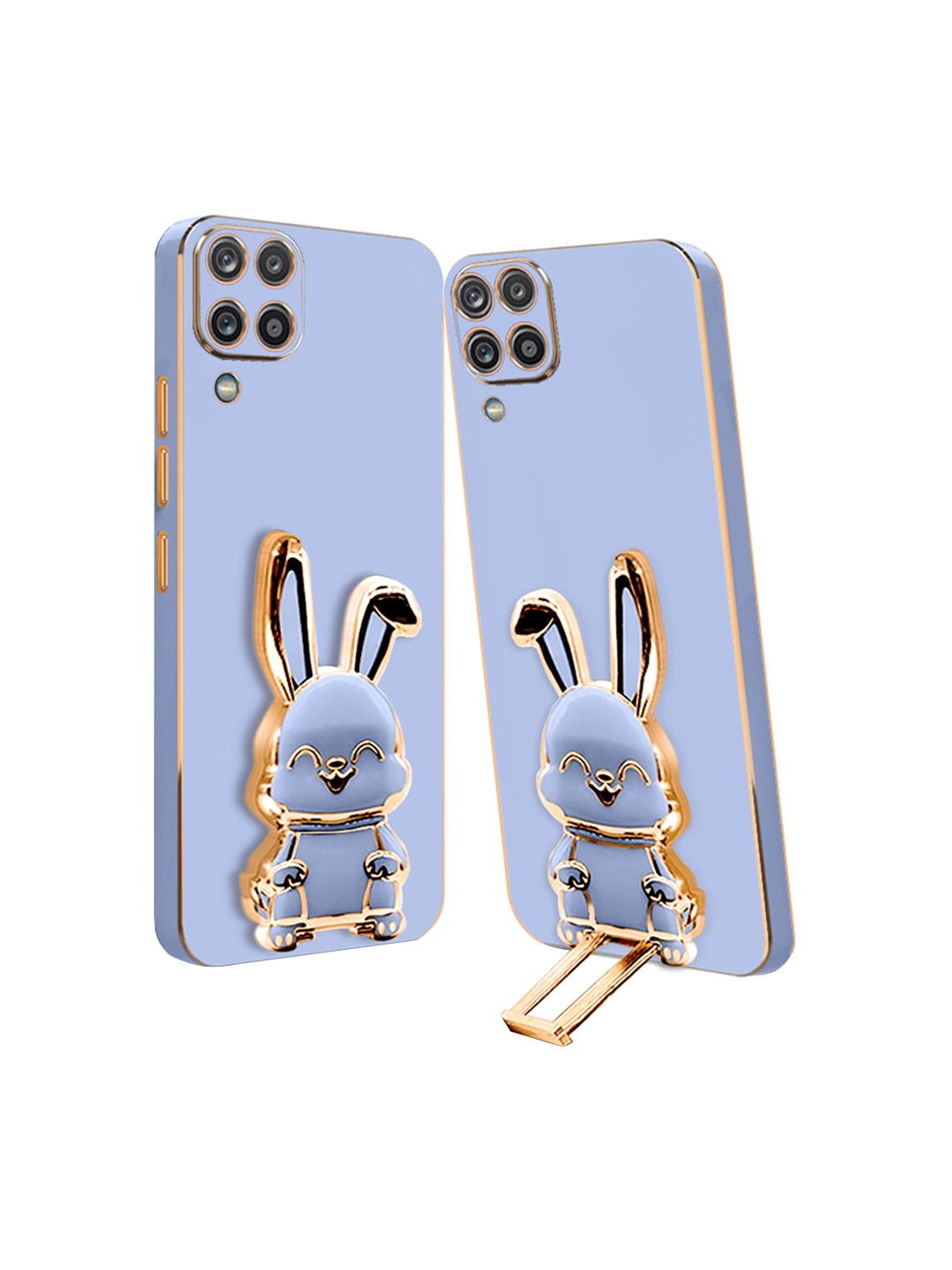 

Karwan Samsung A22 4G Back Case With 3D Bunny Folding Stand, Blue