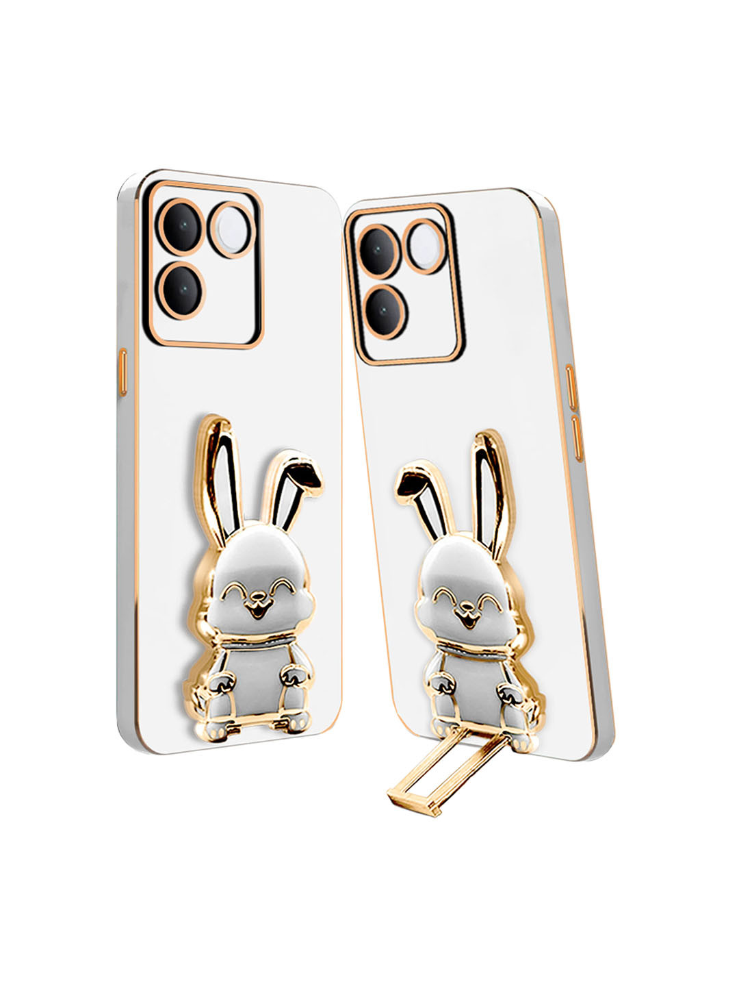 

Karwan 3D Bunny with Folding Stand Vivo T2 Pro Back Case, White