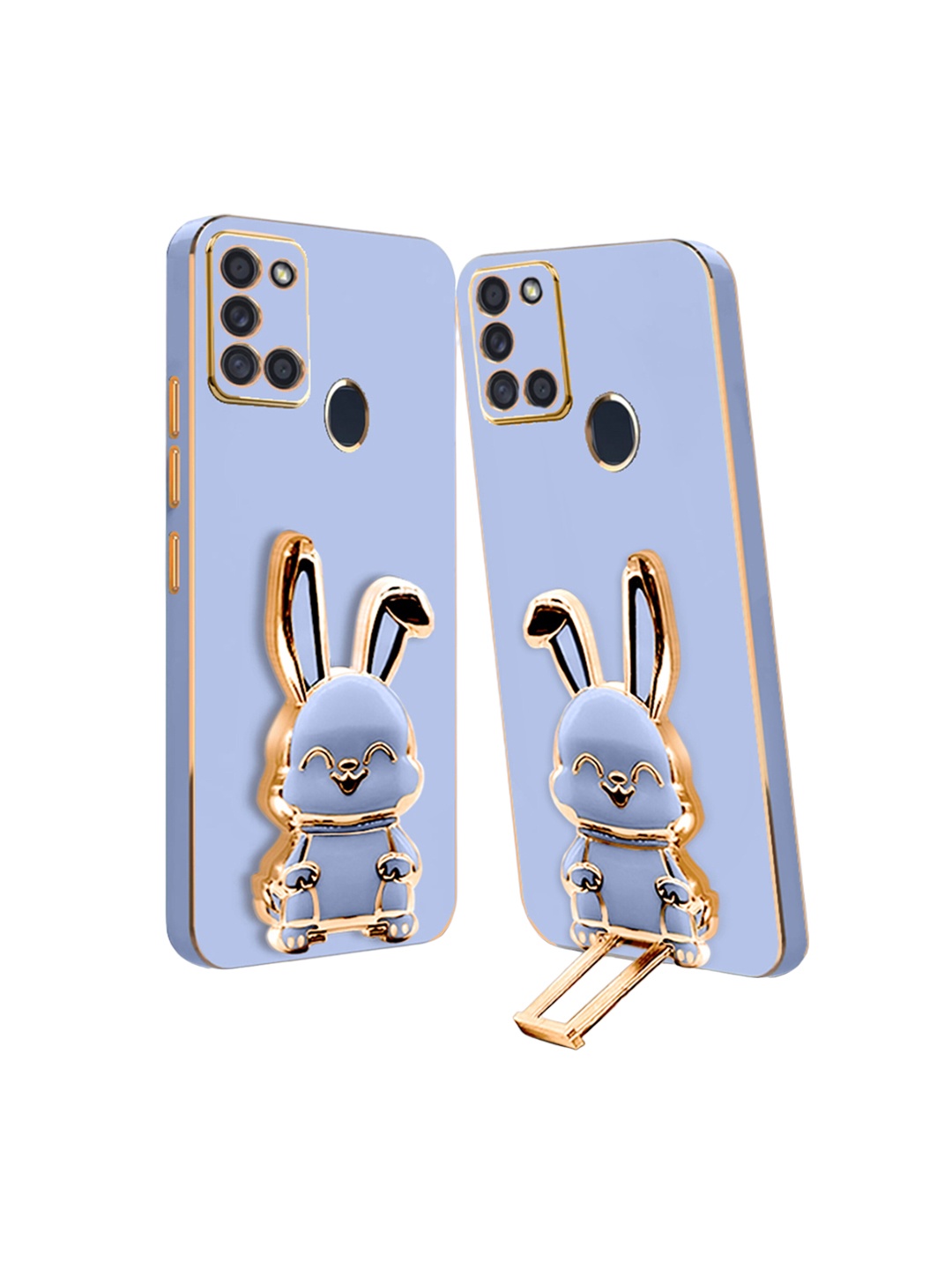 

Karwan Samsung A21S Back Case With 3D Bunny Folding Stand, Blue