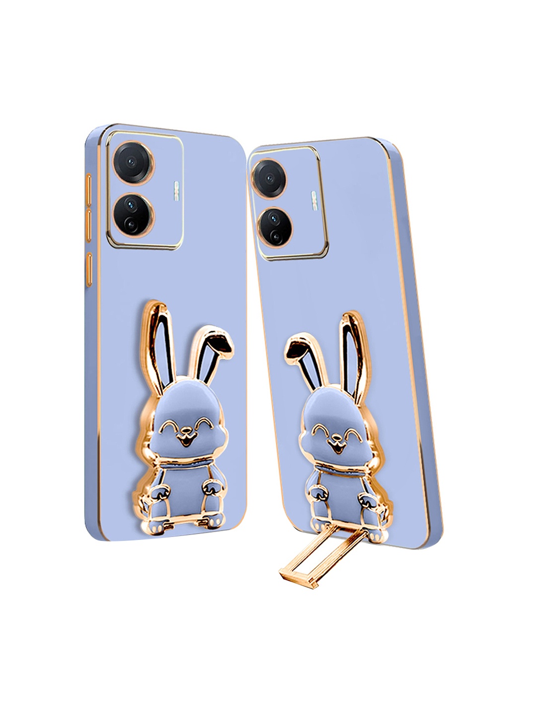 

Karwan Lightweight Vivo T1 Pro Back Case With 3D Bunny Folding Stand, Blue