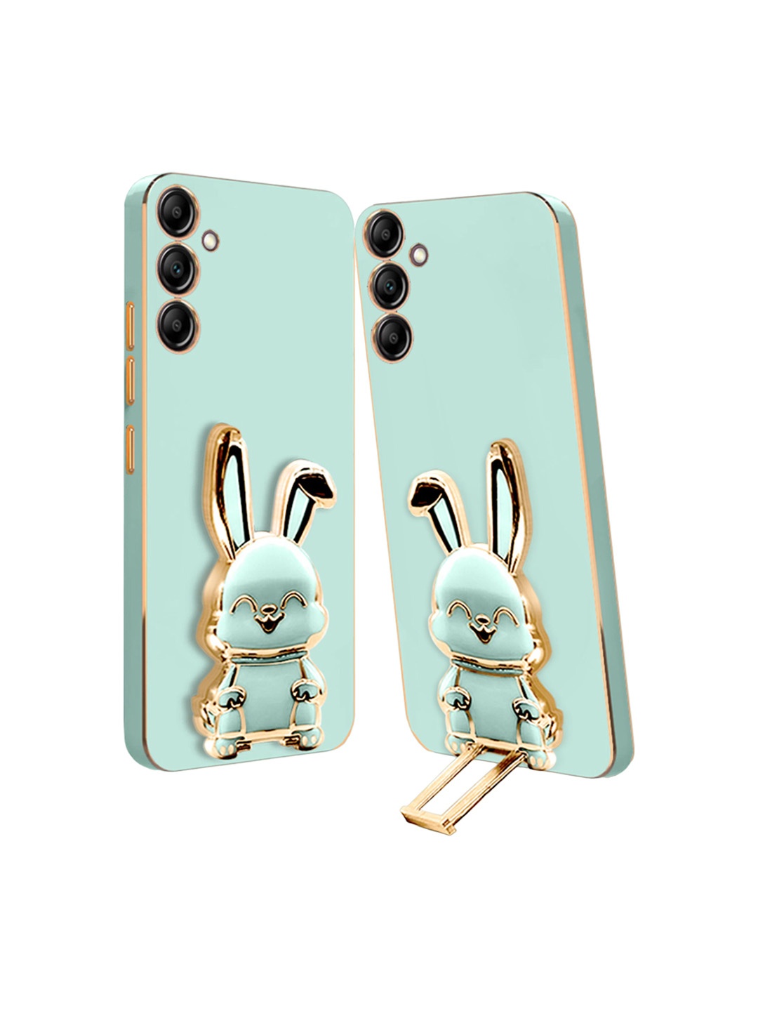 

Karwan Samsung A14 Back Case With 3D Bunny Folding Stand, Green