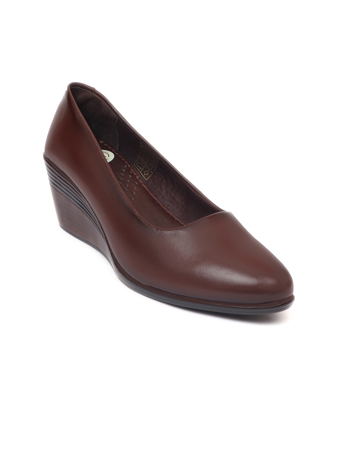 

Zoom Shoes Textured Leather Wedge Heel Pumps, Brown