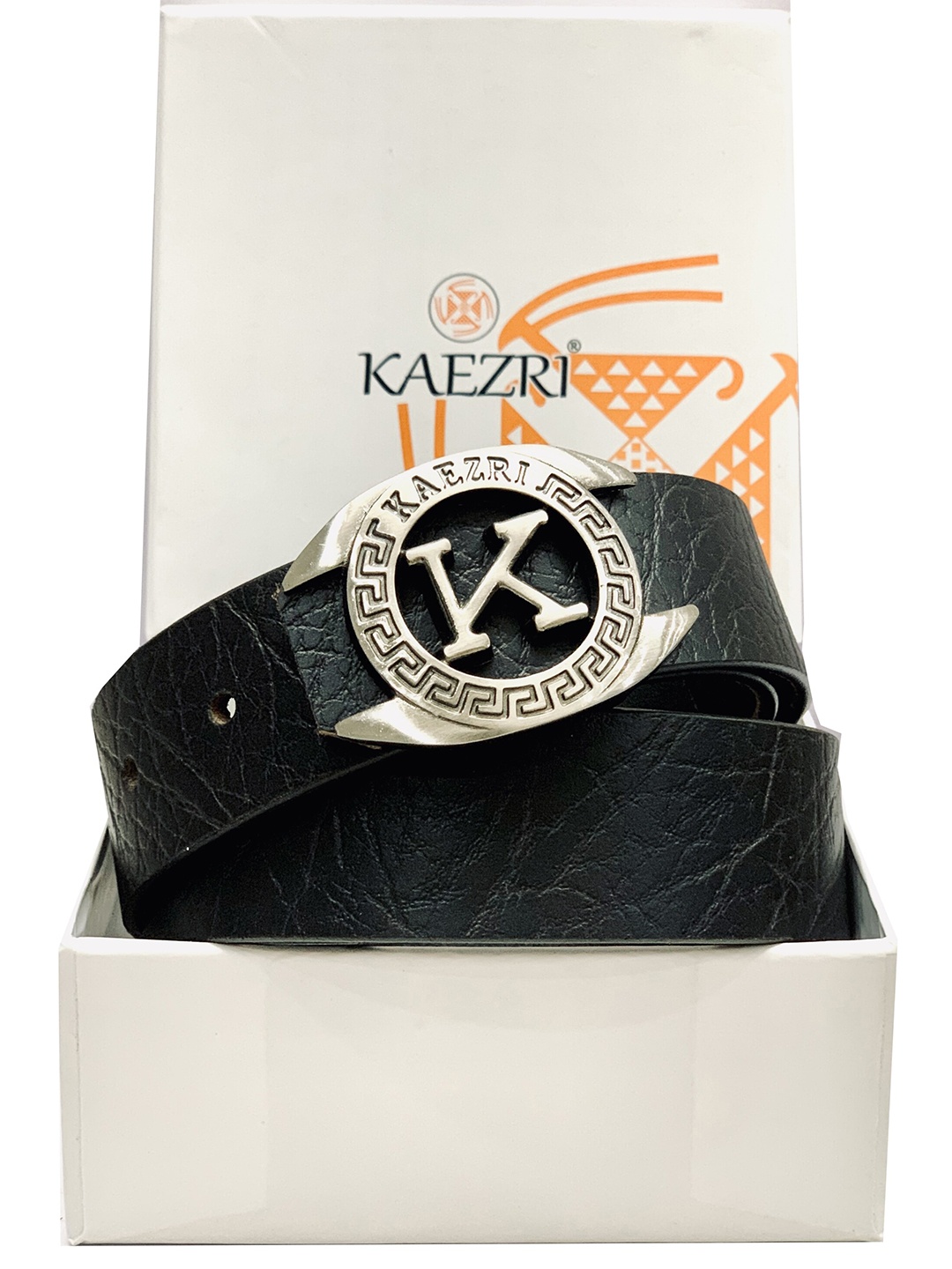 

KAEZRI Men Textured Leather Belt, Black