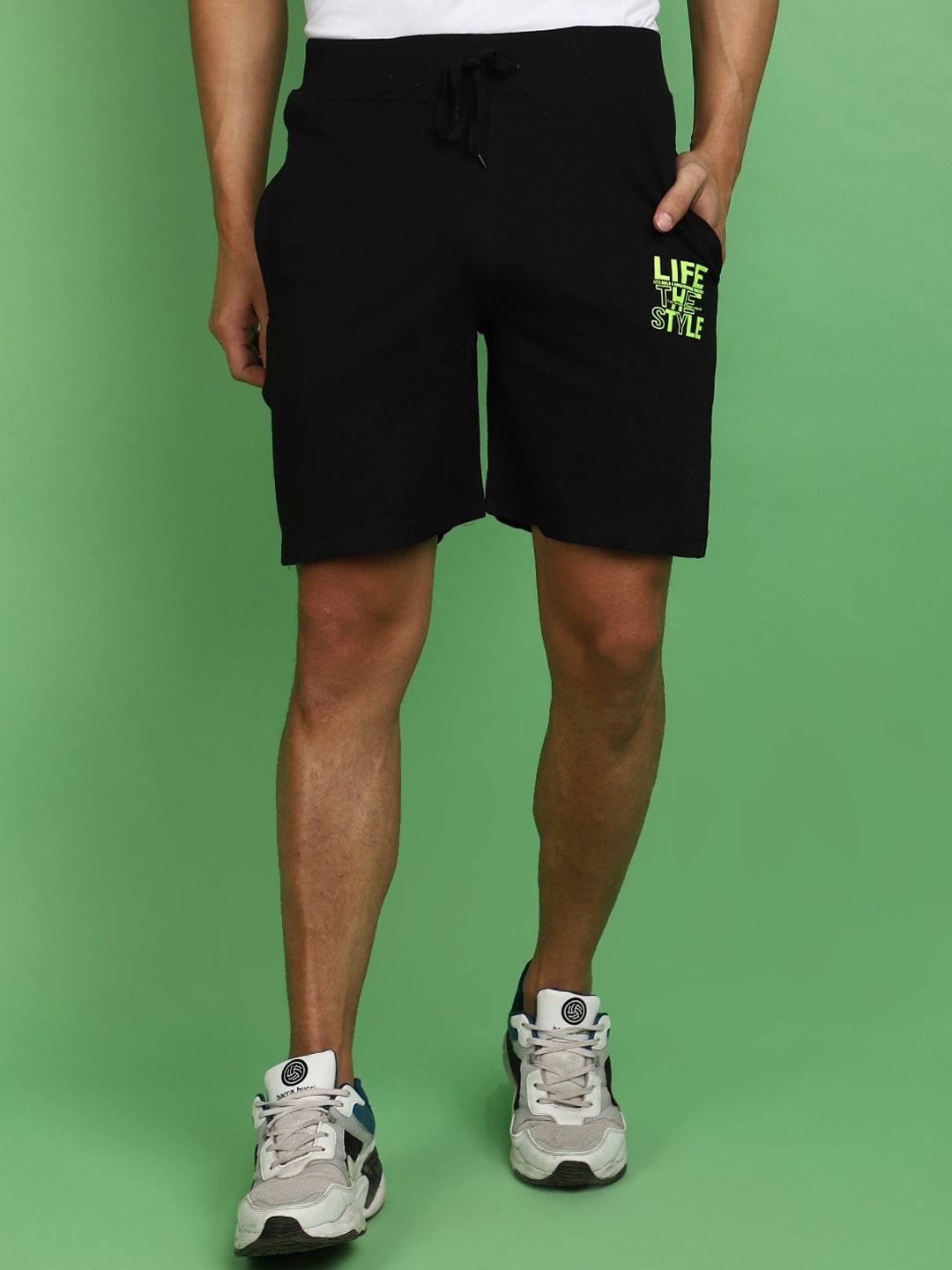 

V-Mart Men Mid-Rise Cotton Shorts, Black