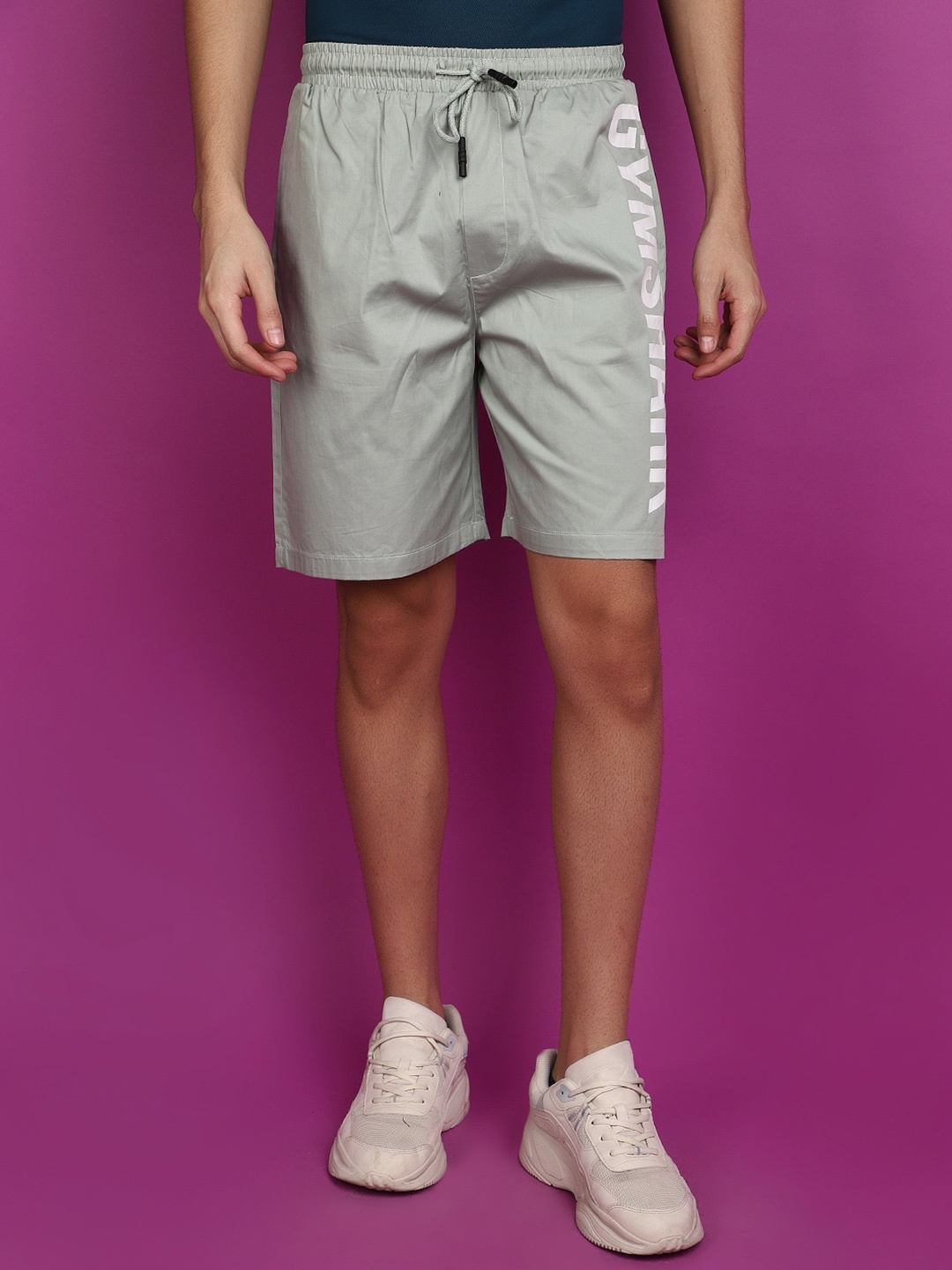 

V-Mart Men Typography Printed Cotton Shorts, Green