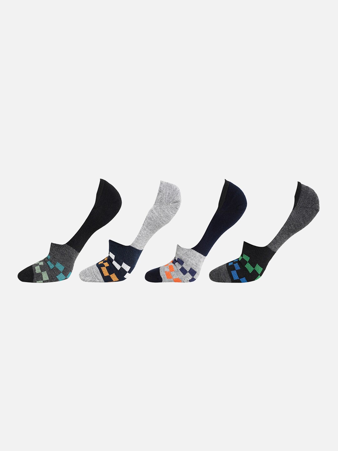 

BAESD Kids Pack Of 4 Checked Shoe-Liner Socks, Navy blue