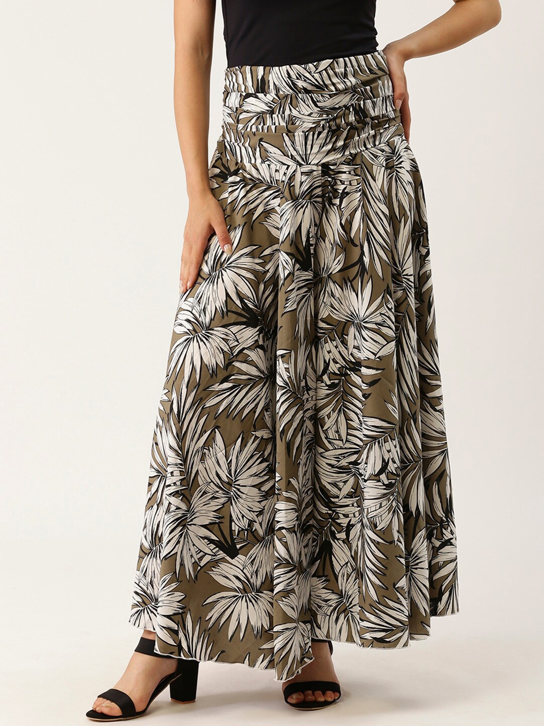 

Trend Arrest Tropical Printed Flared Fit Palazzos, Olive