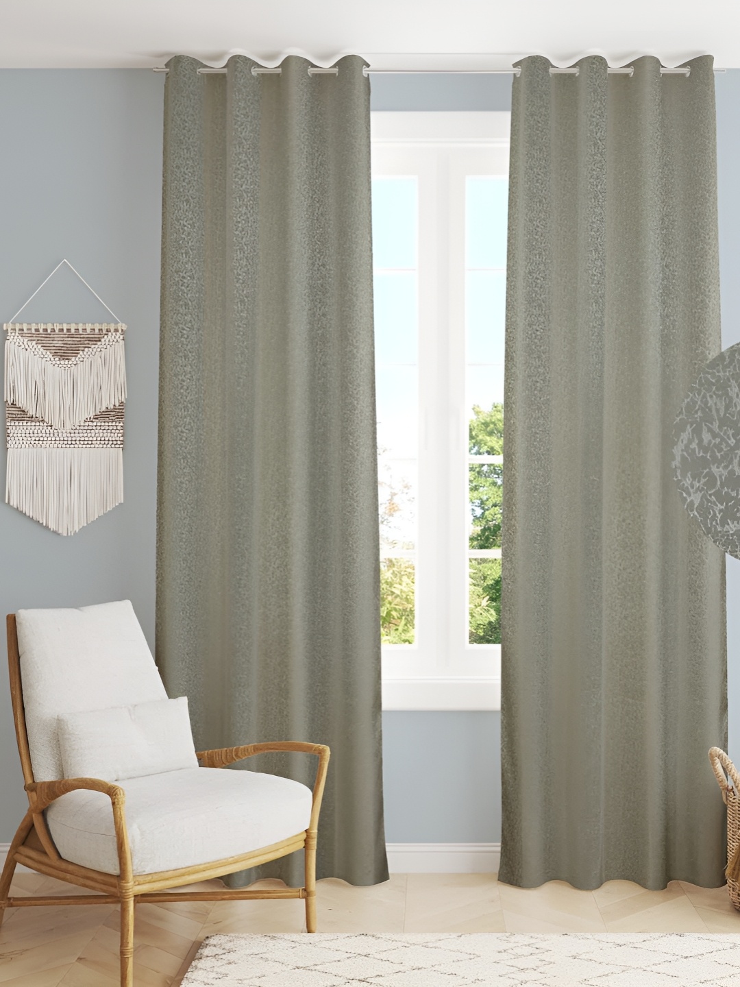 

HOMECRUST Grey 2 Pieces Room Darkening Jacquard Door Curtains