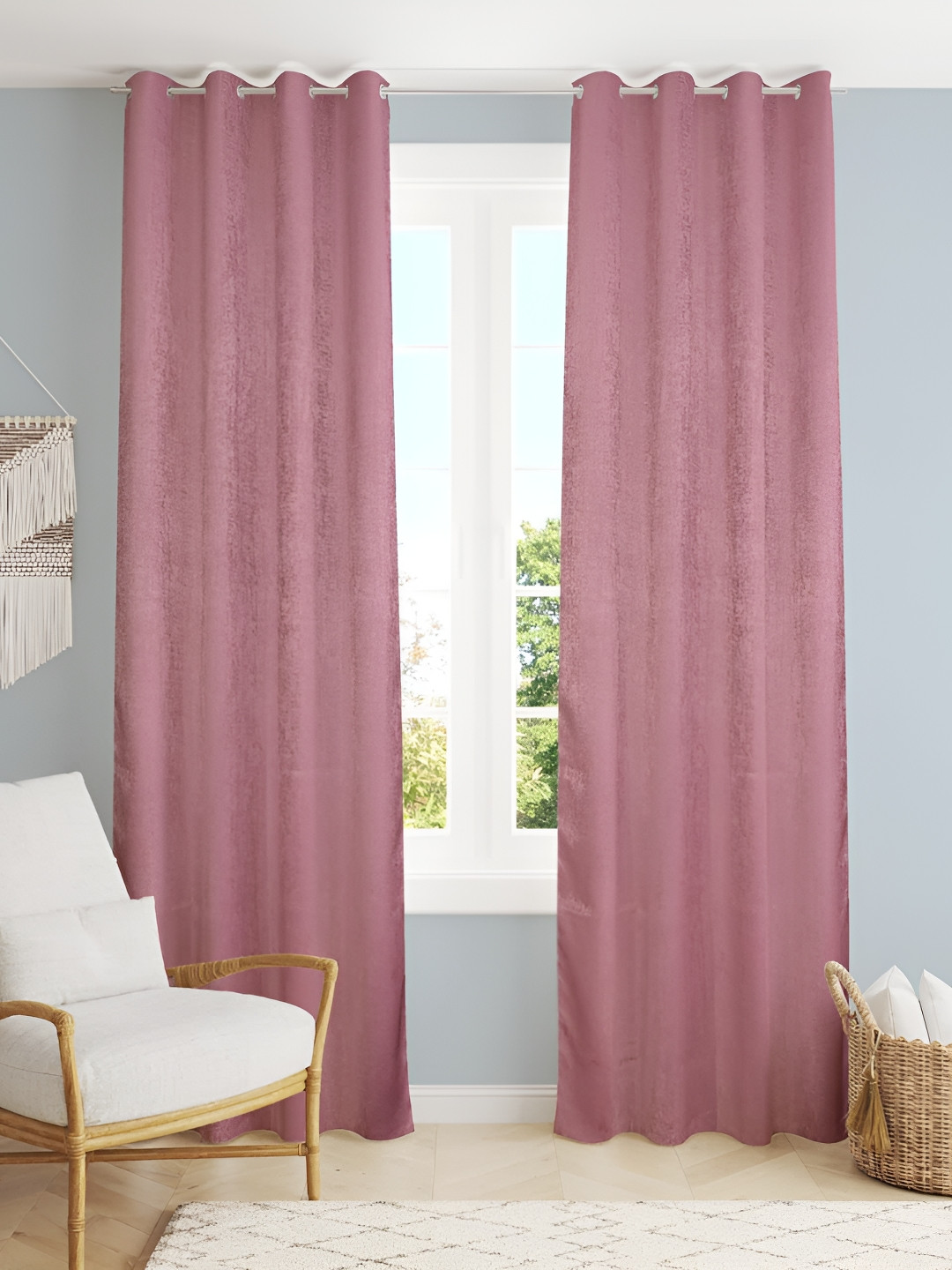 

HOMECRUST Fuchsia 2 Pieces Room Darkening Door Curtains