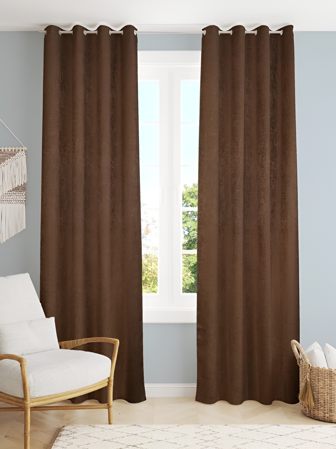 

HOMECRUST Coffee Brown 2 Pieces Room Darkening Door Curtain