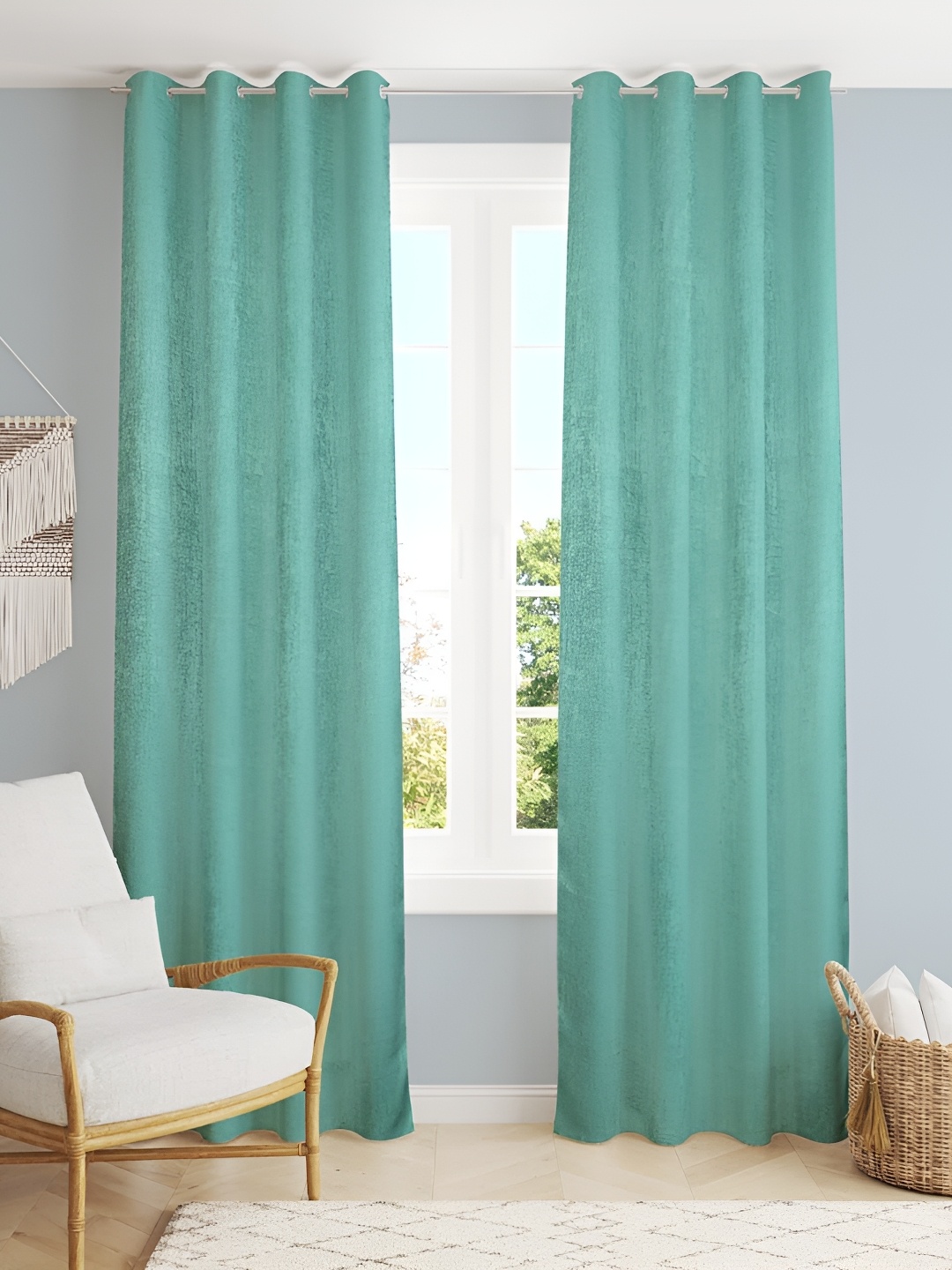 

HOMECRUST Sea Green 2 Pieces Room Darkening Door Curtain