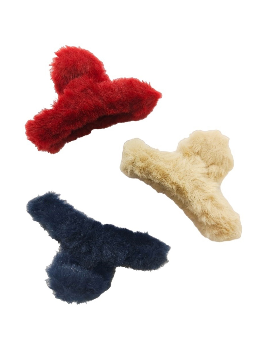 

FEMMIBELLA Set of 3 Fur Claw Clip, Red