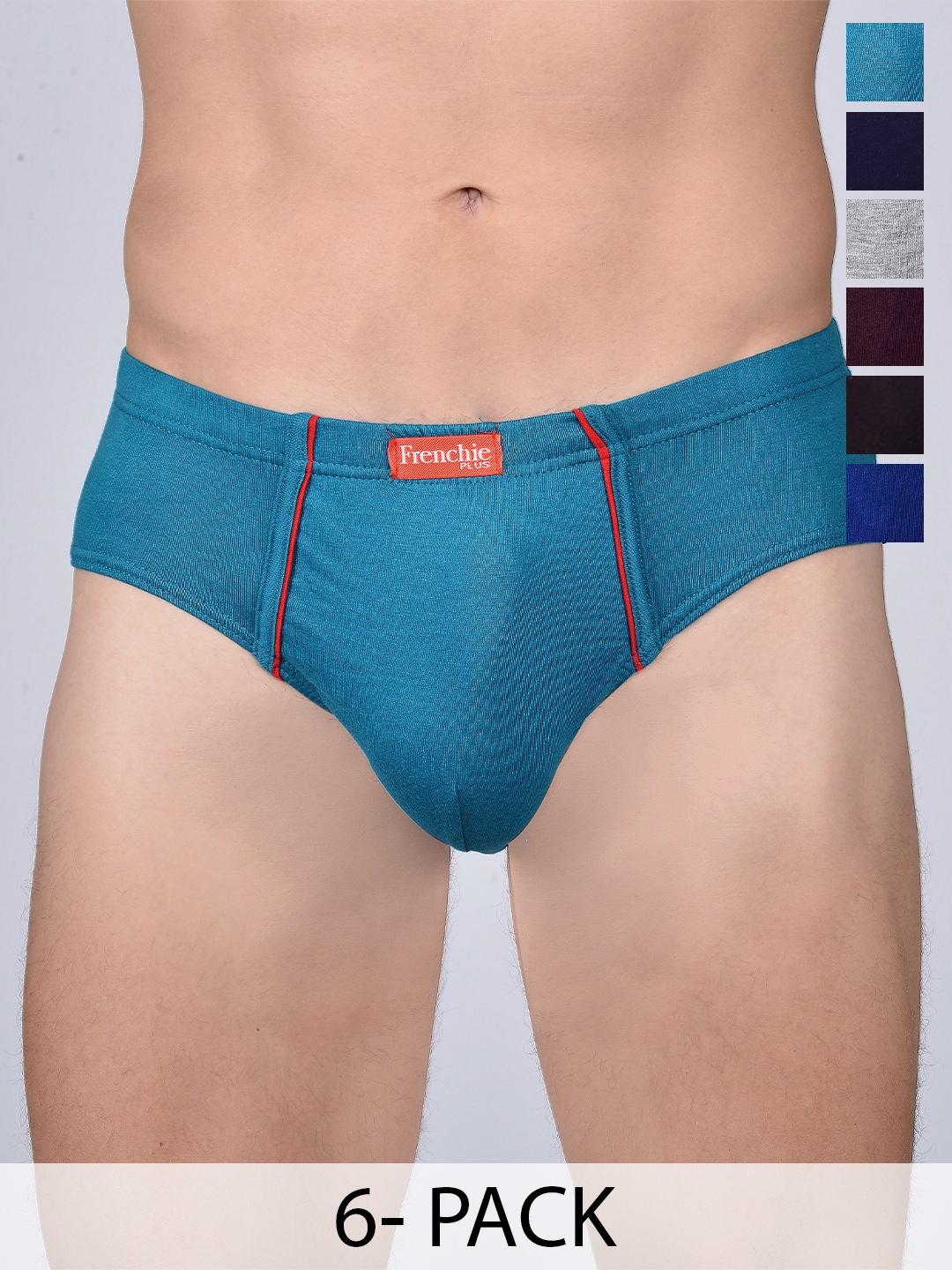 

FRENCHIE Pack Of 6 Assorted Cotton Basic Briefs FR-MI-BF-PLUSC-10P-110-PO6, Blue
