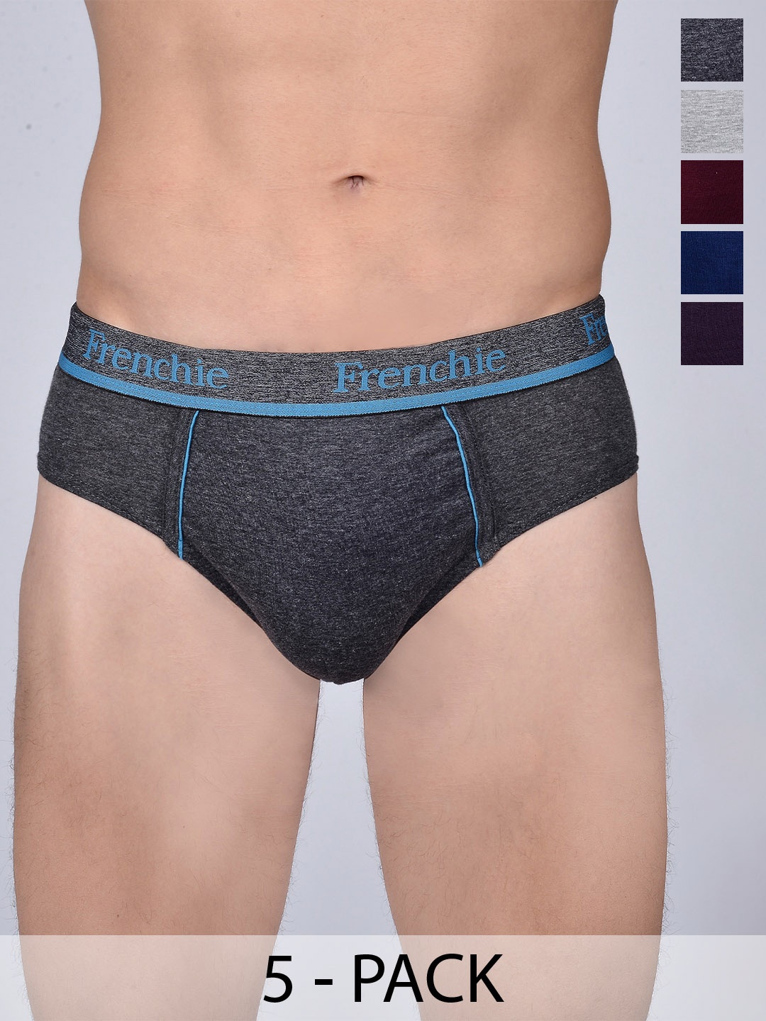 

FRENCHIE Pack Of 5 Cotton Hipster Briefs FR-MI-BF-PRO-10P-110-PO5, Grey