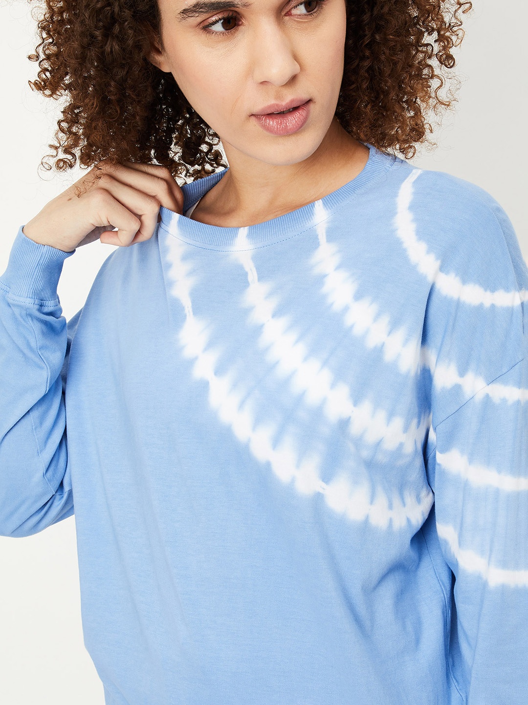

max Dyed Round Neck Cotton T-shirt, Blue