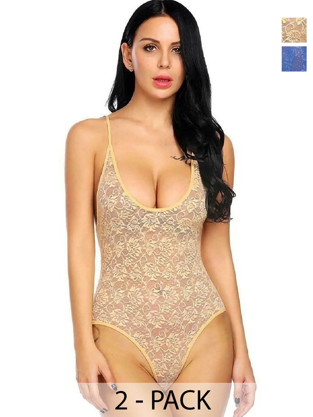 

Aamarsh Pack of 2 Self Design Net Bodysuit, Beige