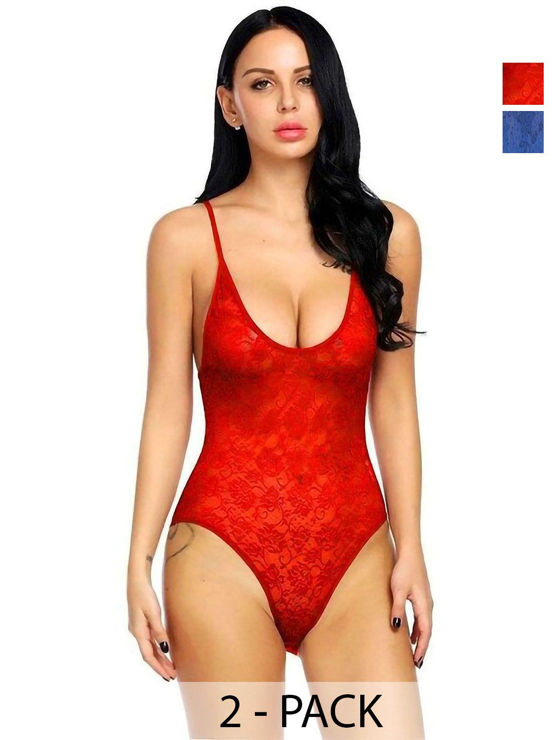 

Aamarsh Pack Of 2 Self Design Net Baby Doll, Red