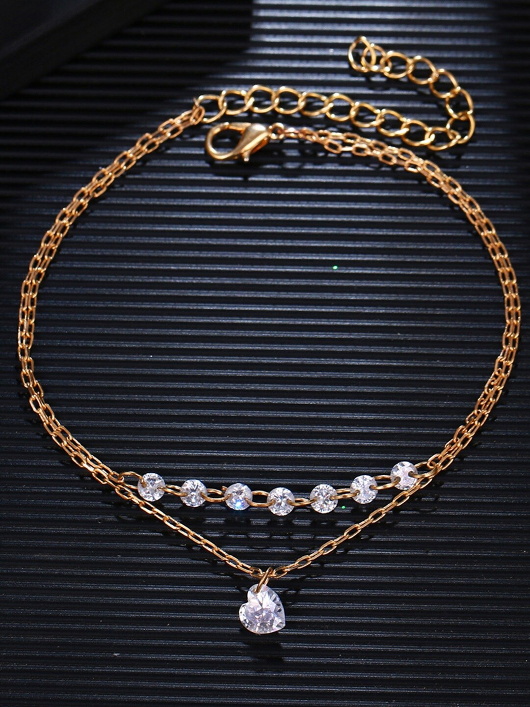 

OOMPH Cubic Zirconia Studded Link Bracelet, Gold