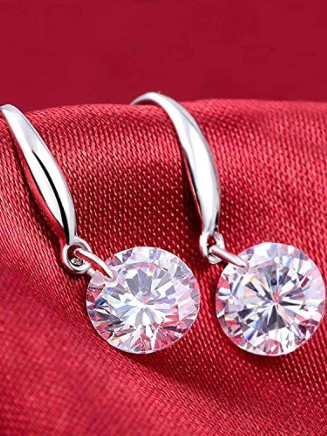 

OOMPH Contemporary Cubic Zirconia Studded Drop Earrings, Silver