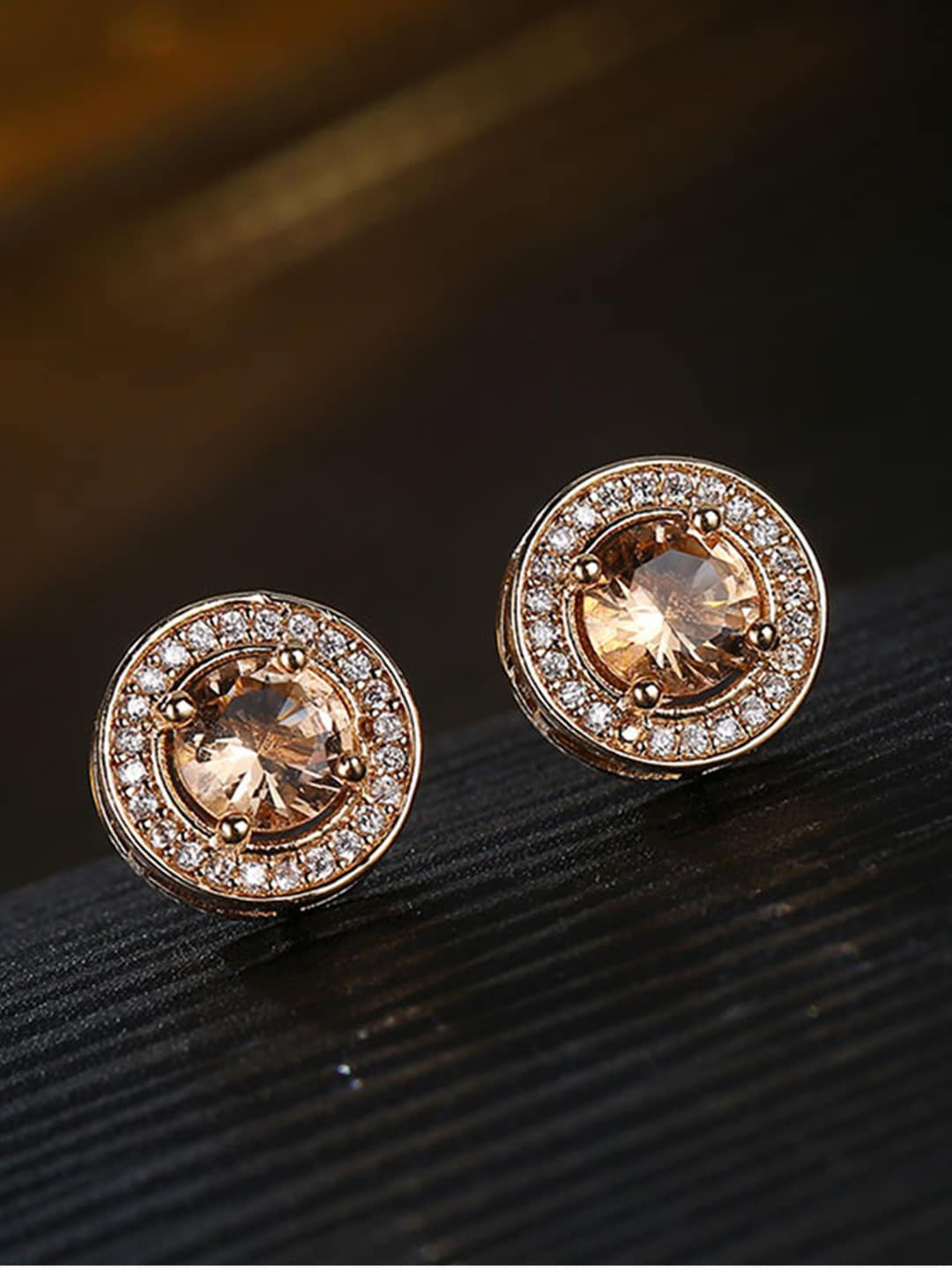 

OOMPH Cubic Zirconia Studded Contemporary Studs, Gold