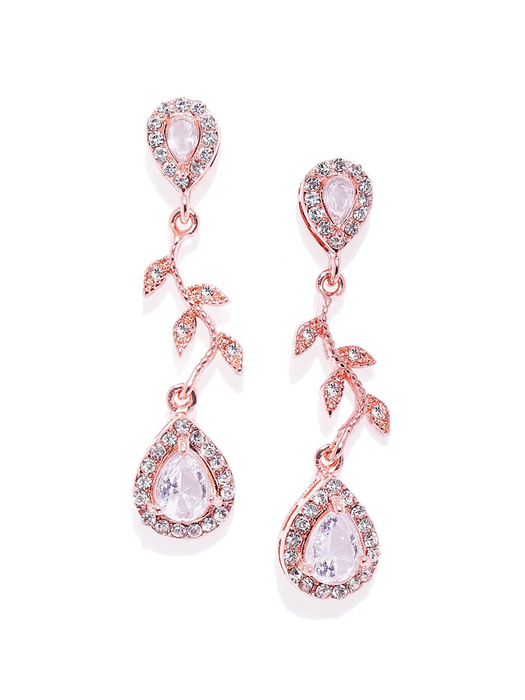 

OOMPH Cubic Zirconia Drop Earrings, Rose gold