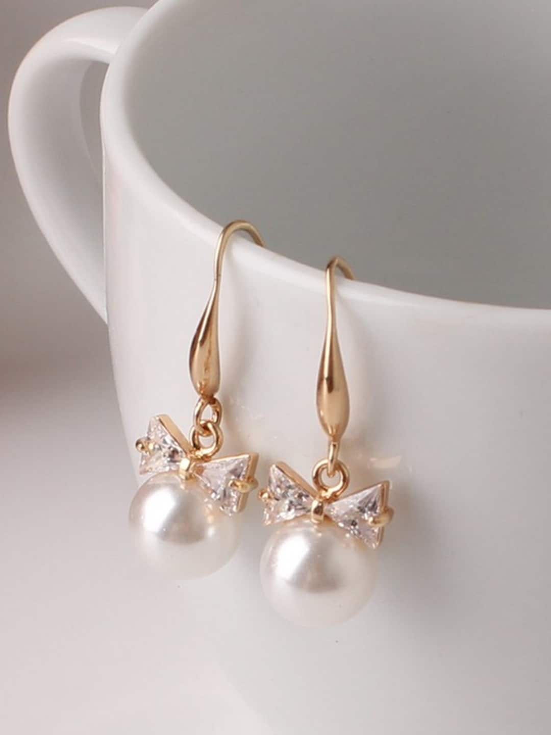 

OOMPH Artificial Beads Drop Earrings, Gold