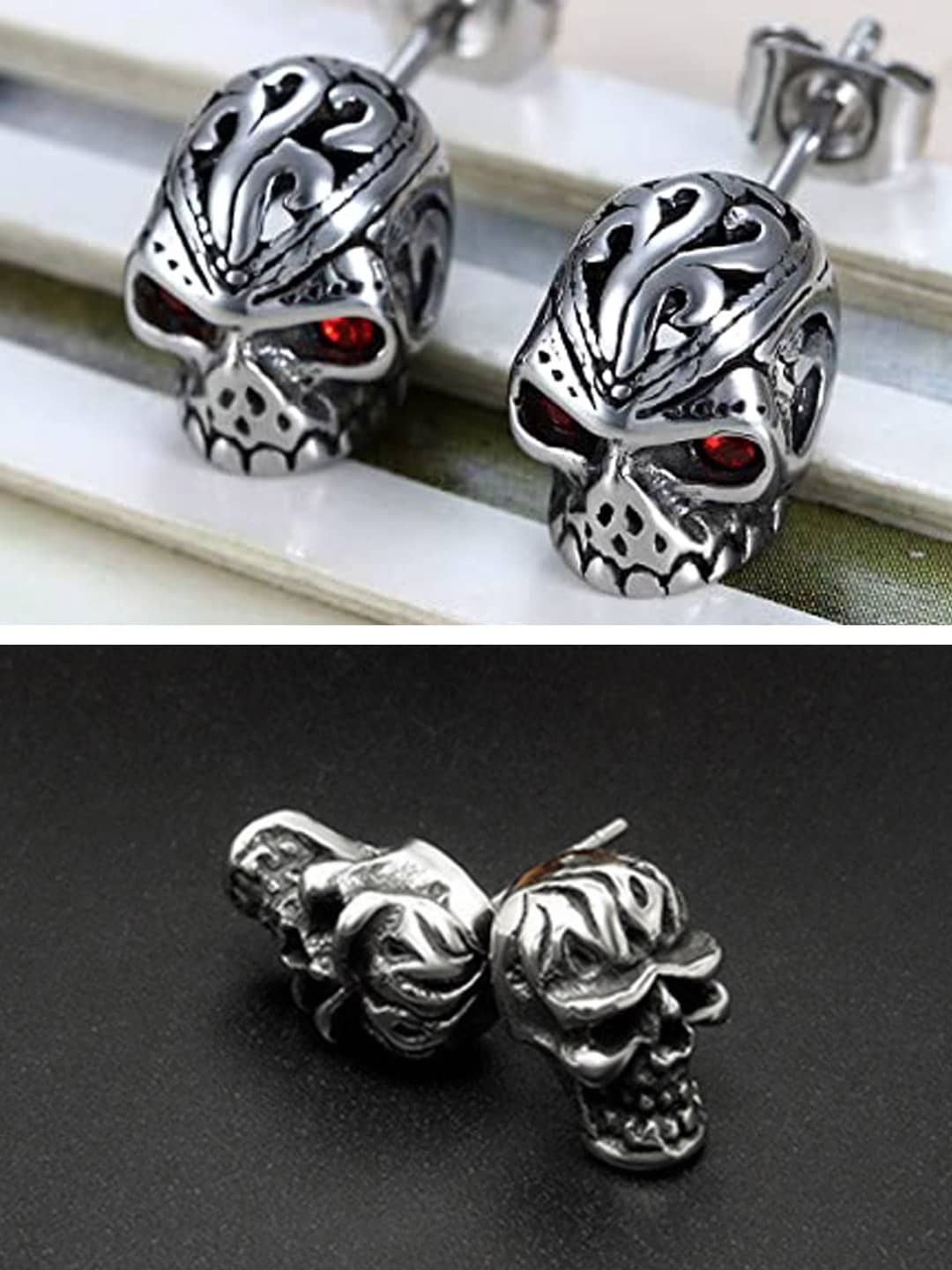 

OOMPH Set Of 2 Stainless Steel Contemporary Studs Earrings, Silver