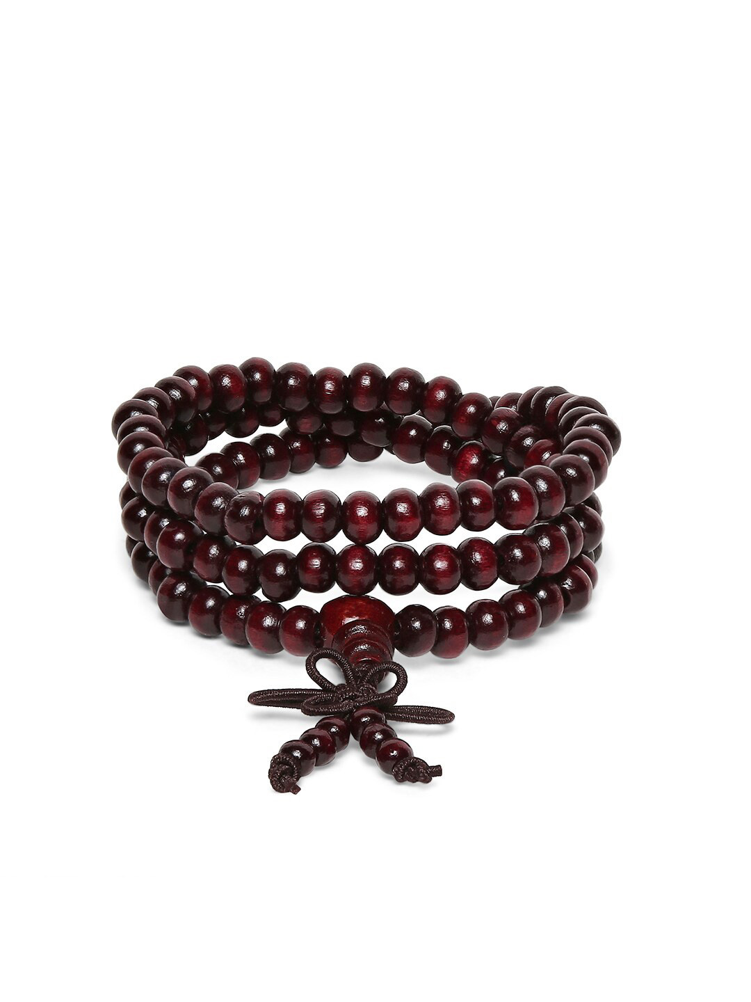 

OOMPH Men Buddha Meditation 108 Prayer Beads Multi Layer Bracelet, Maroon
