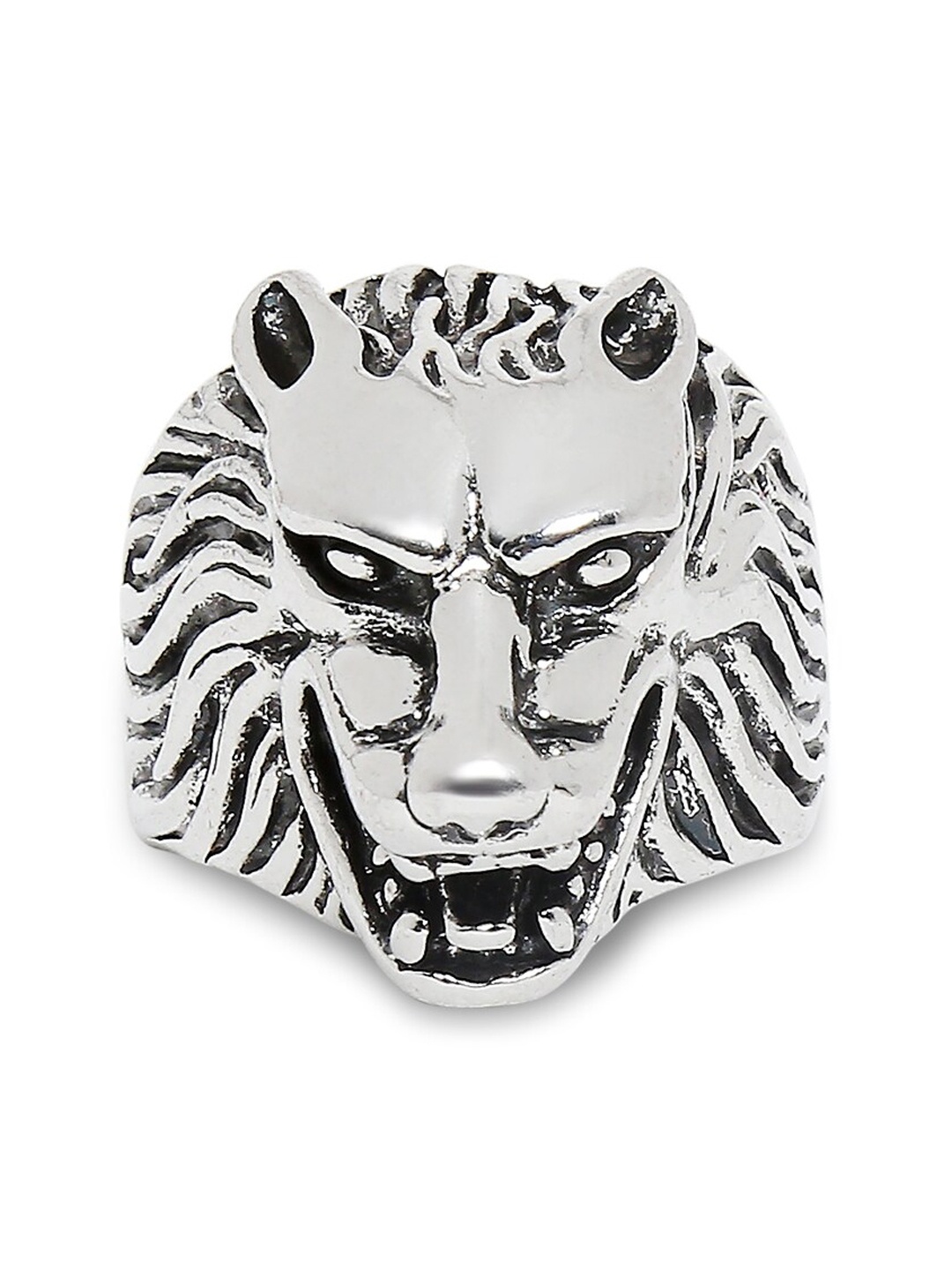 

OOMPH Men Vintage Gothic Wild Wolf Finger Ring, Silver
