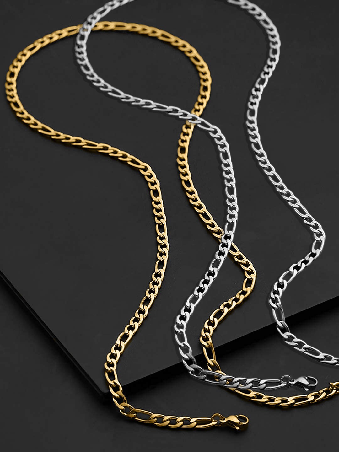 

OOMPH Men Set Of 2 Statement Chain, Silver