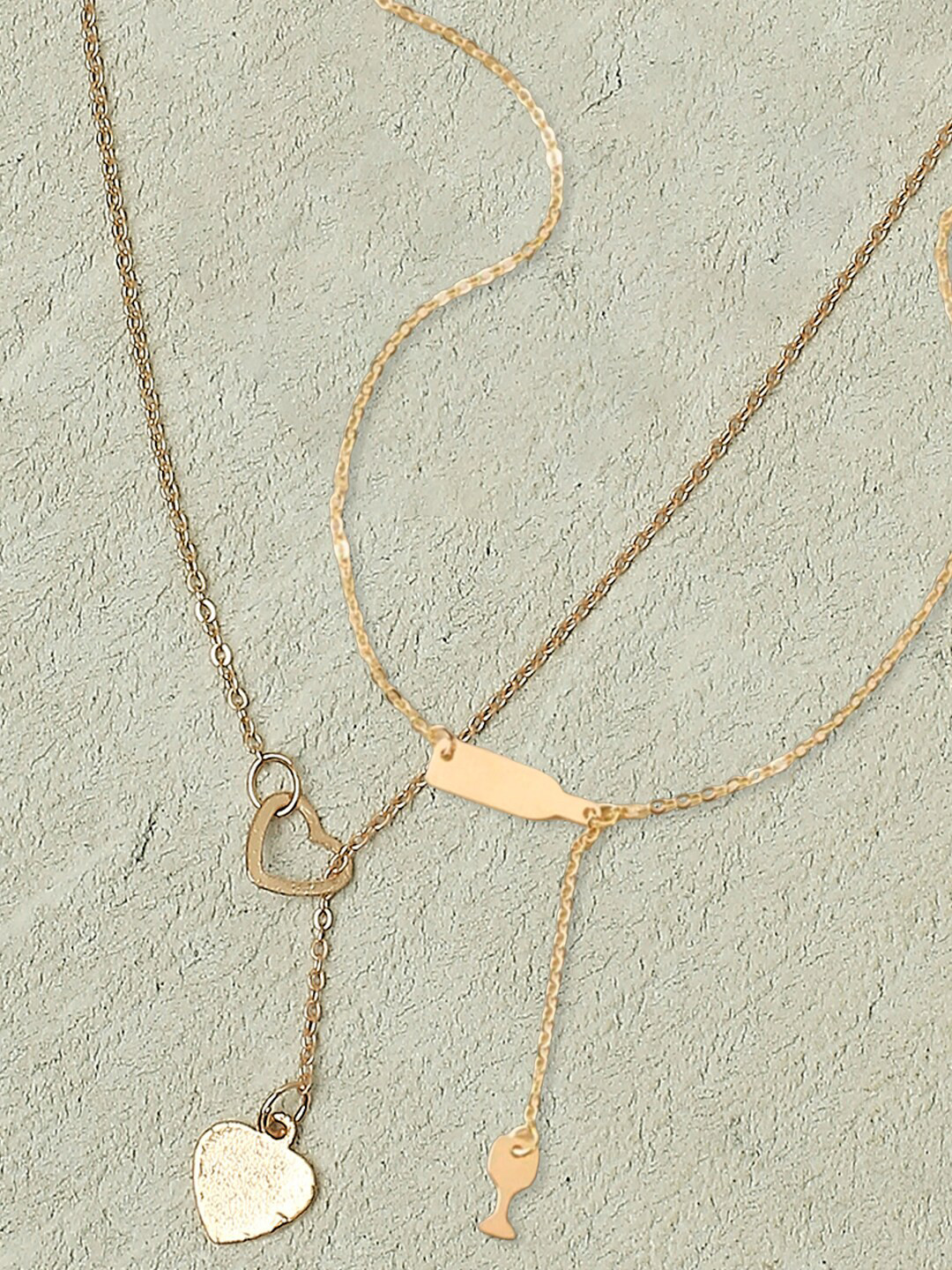 

OOMPH Set Of 2 Metal Necklace, Gold