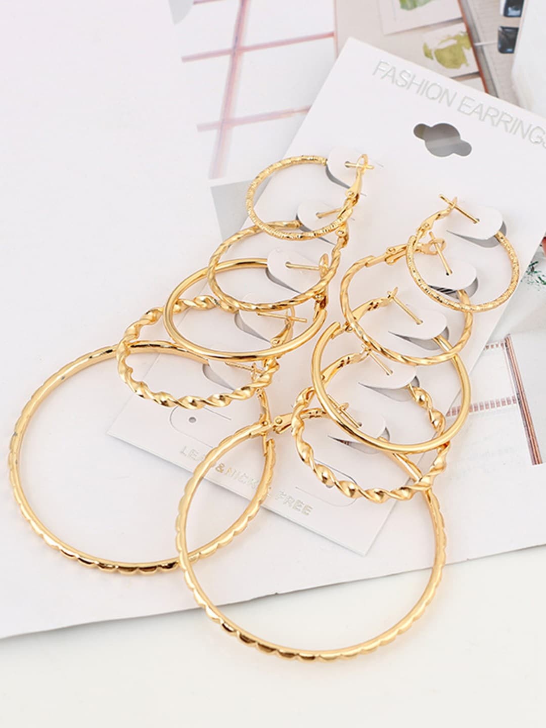 

OOMPH Set Of 5 Hoop Earrings, Gold