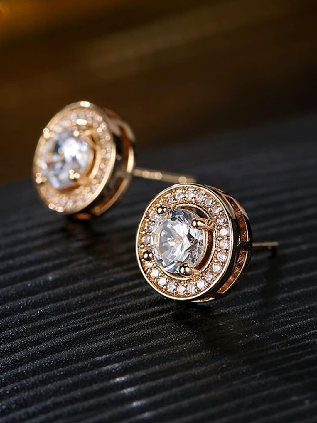 

OOMPH Cubic Zirconia-Studded Studs Earrings, Gold