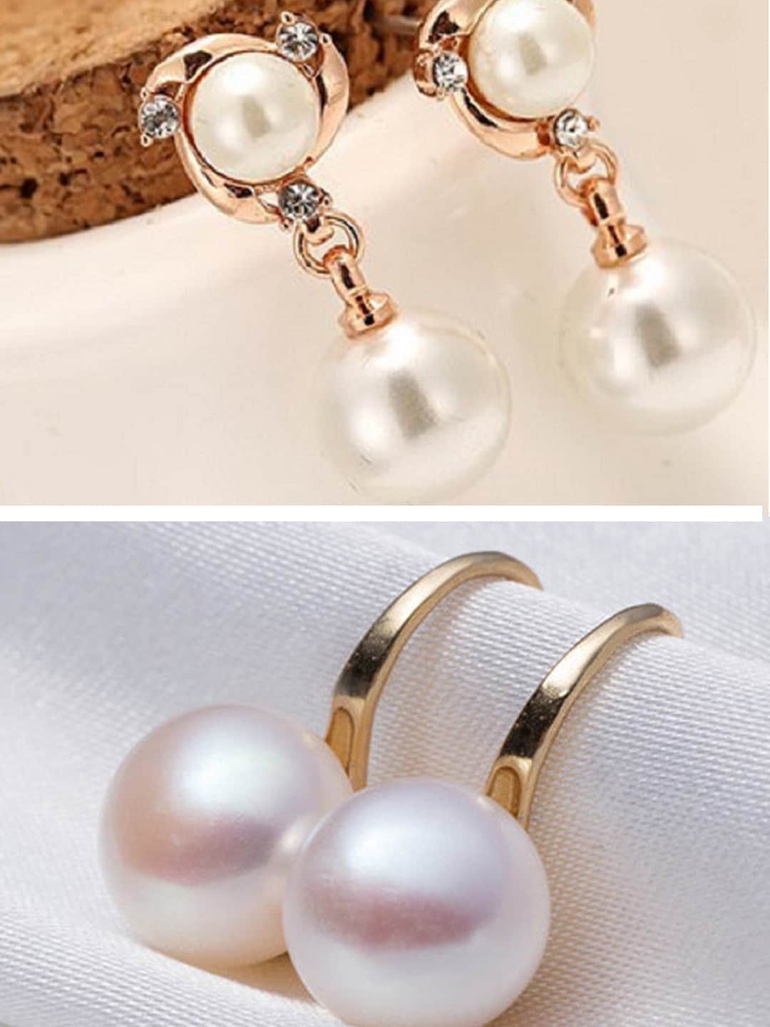 

OOMPH Set Of 2 Beaded Studs, Gold
