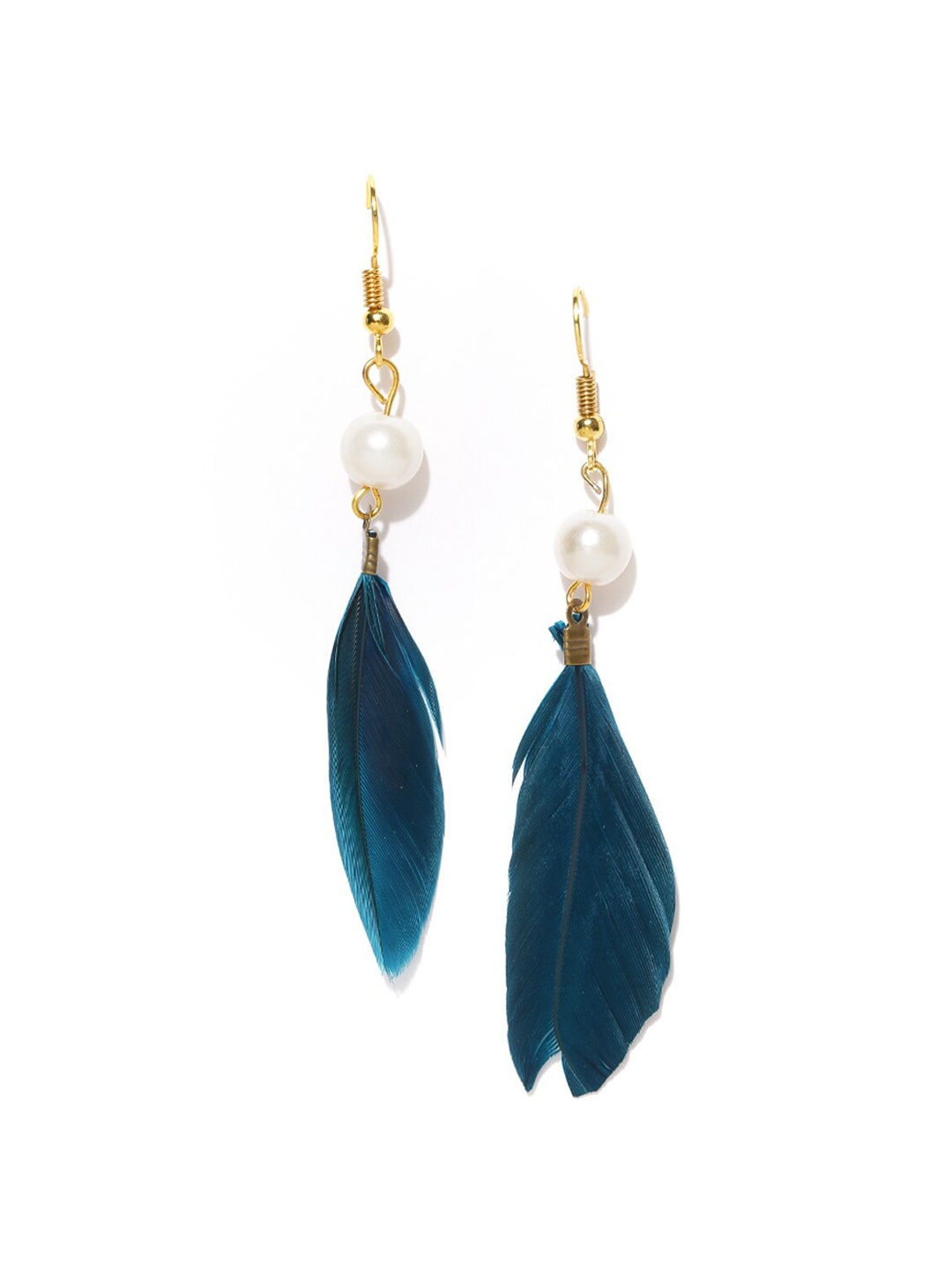 

OOMPH Feather Shaped Drop Earrings, Teal