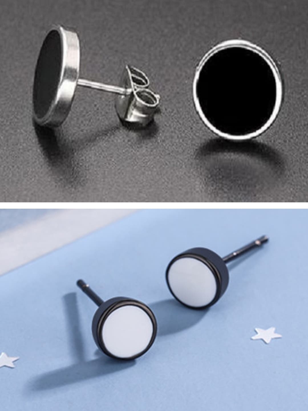 

OOMPH Set Of 2 Contemporary Studs Earrings, Black