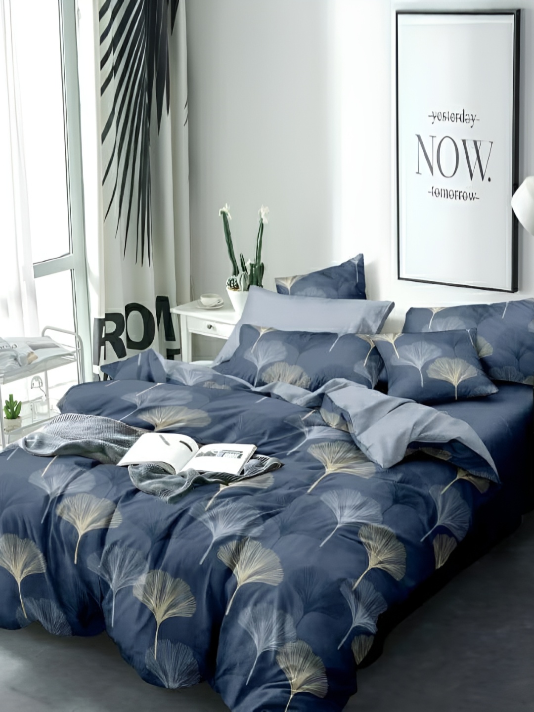 

Laying Style Grey & Yellow Floral 350 TC Queen Bedsheet with 2 Pillow Covers