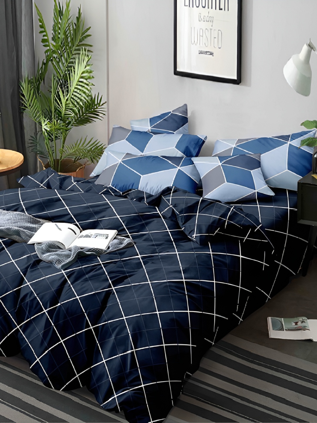 

Laying Style Blue Ethnic Motifs 350 TC Queen Bedsheet with 2 Pillow Covers