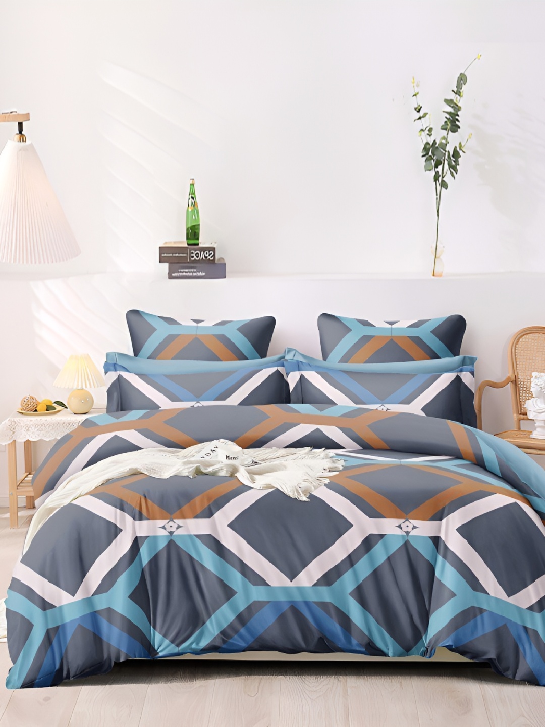 

Laying Style Blue Ethnic Motifs 160 TC Queen Bedsheet with 2 Pillow Covers