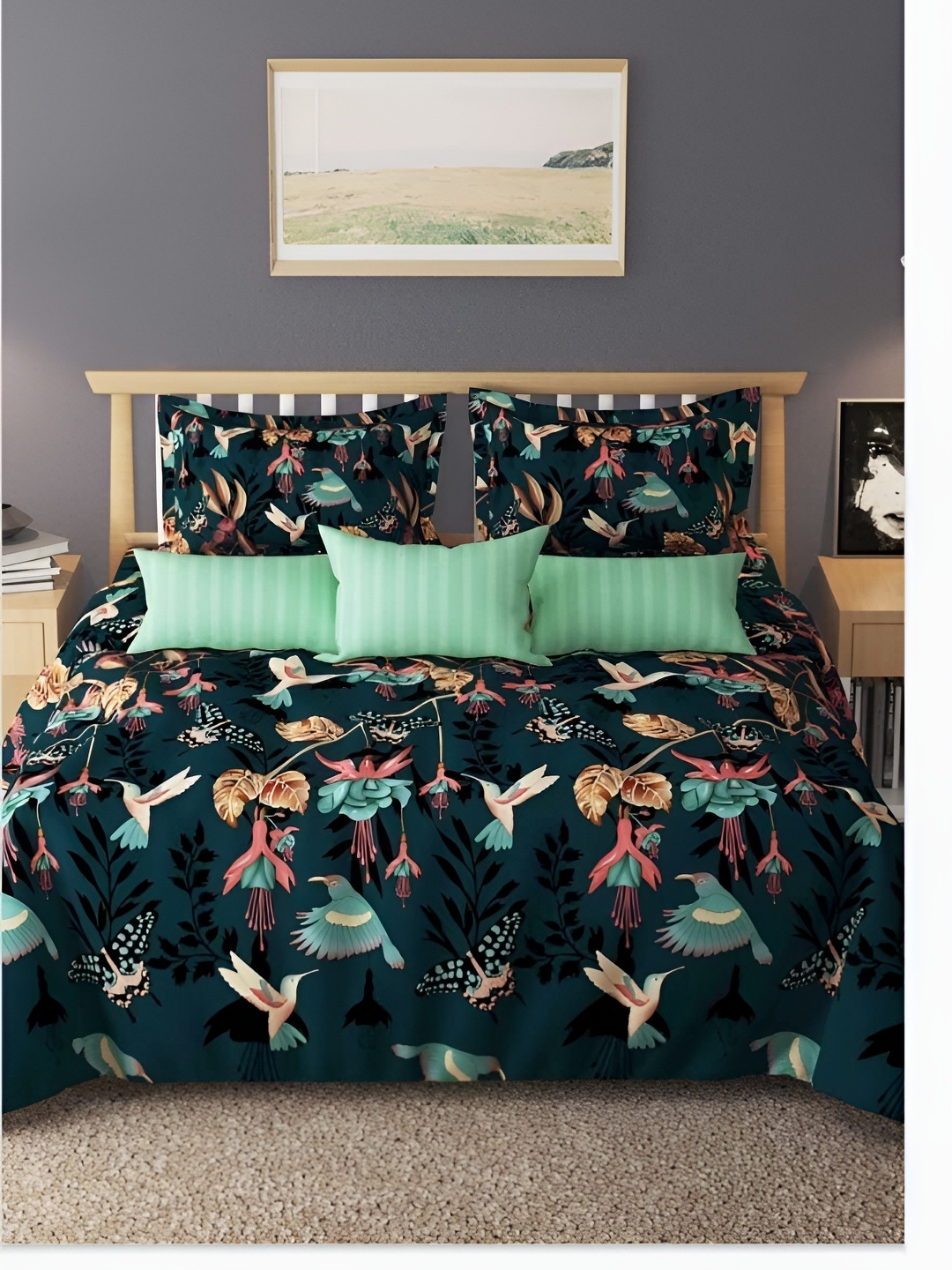 

Laying Style Green & Pink Ethnic Motifs 160 TC Queen Bedsheet with 2 Pillow Covers