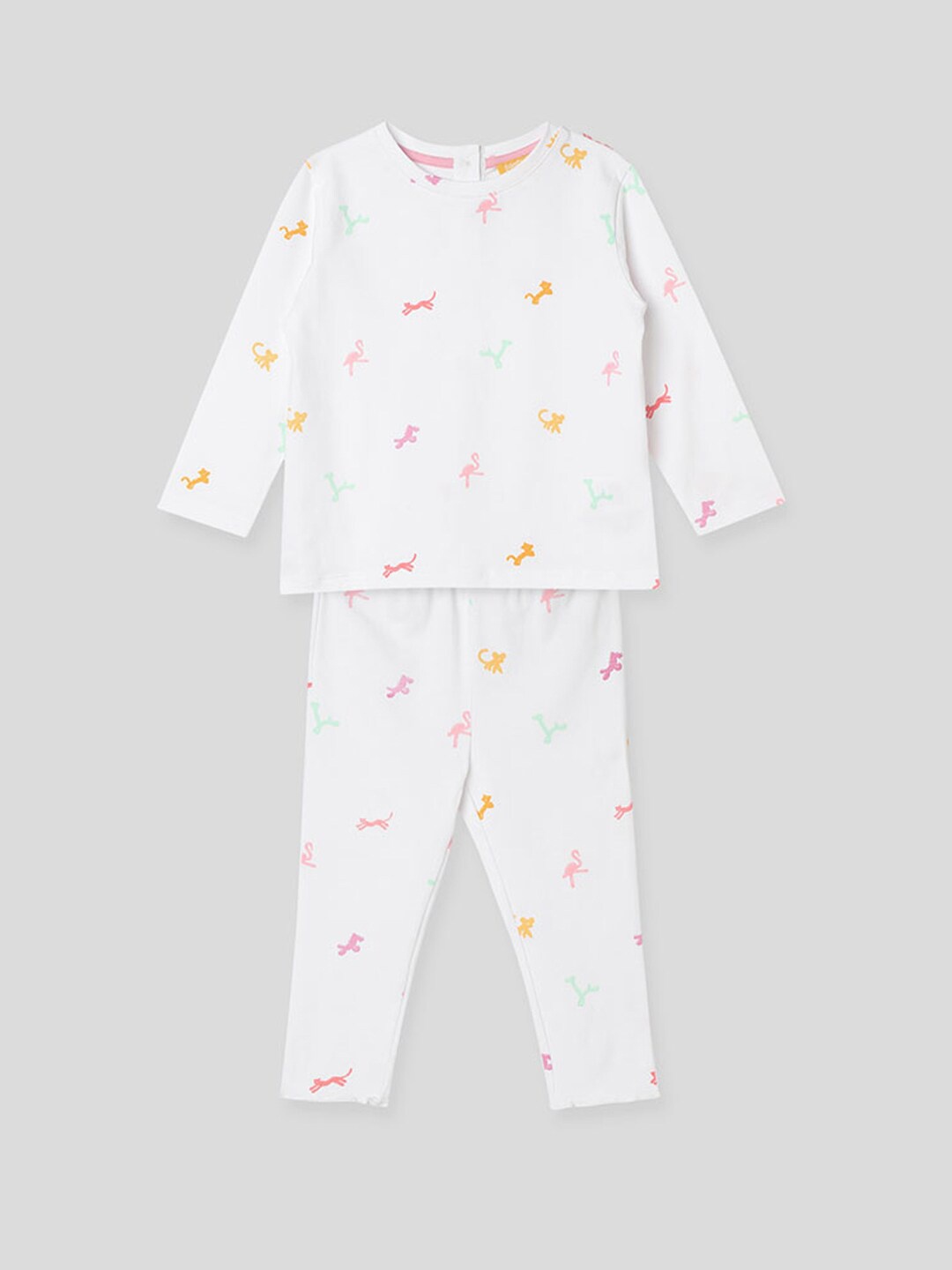 

Somersault Kids Printed Pure Cotton T-shirt with Trousers, White