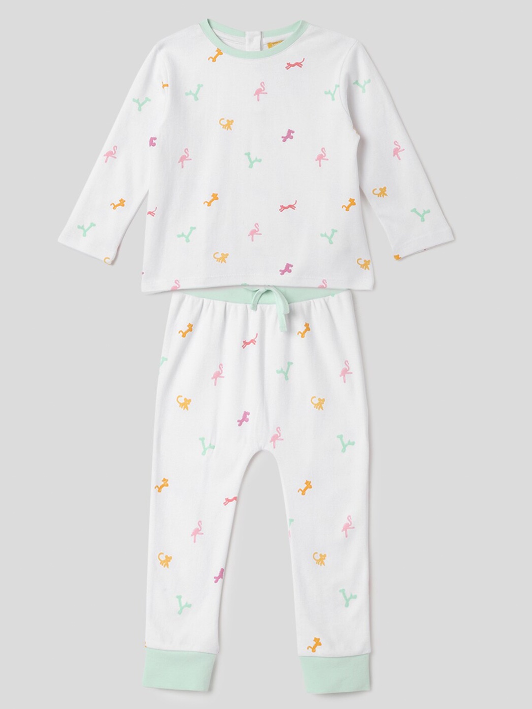 

Somersault Kids Printed Pure Cotton T-shirt With Pyjamas, White
