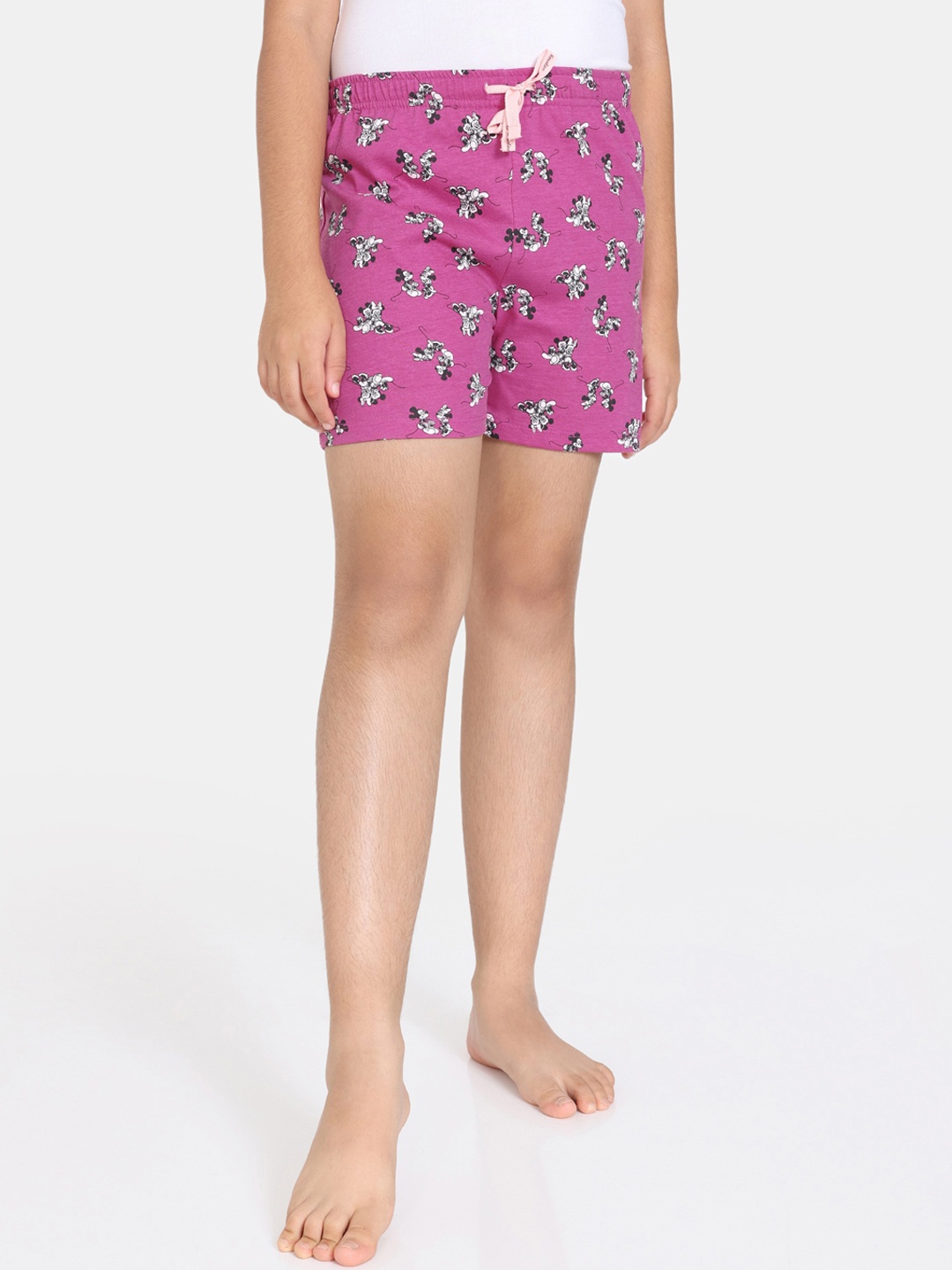 

Rosaline by Zivame Girls Mickey Mouse Printed Lounge Shorts, Pink