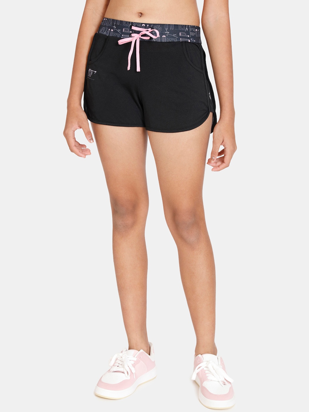 

Zelocity by Zivame Girls Mid-Rise Sports Shorts, Black