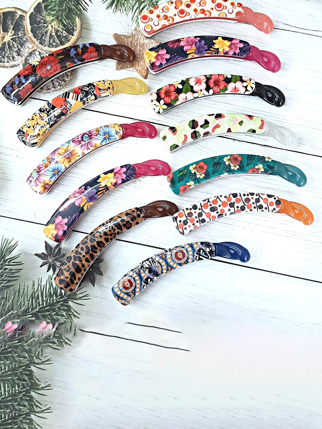 

DN Creation Set of 9 Printed Banana Clips, Assorted