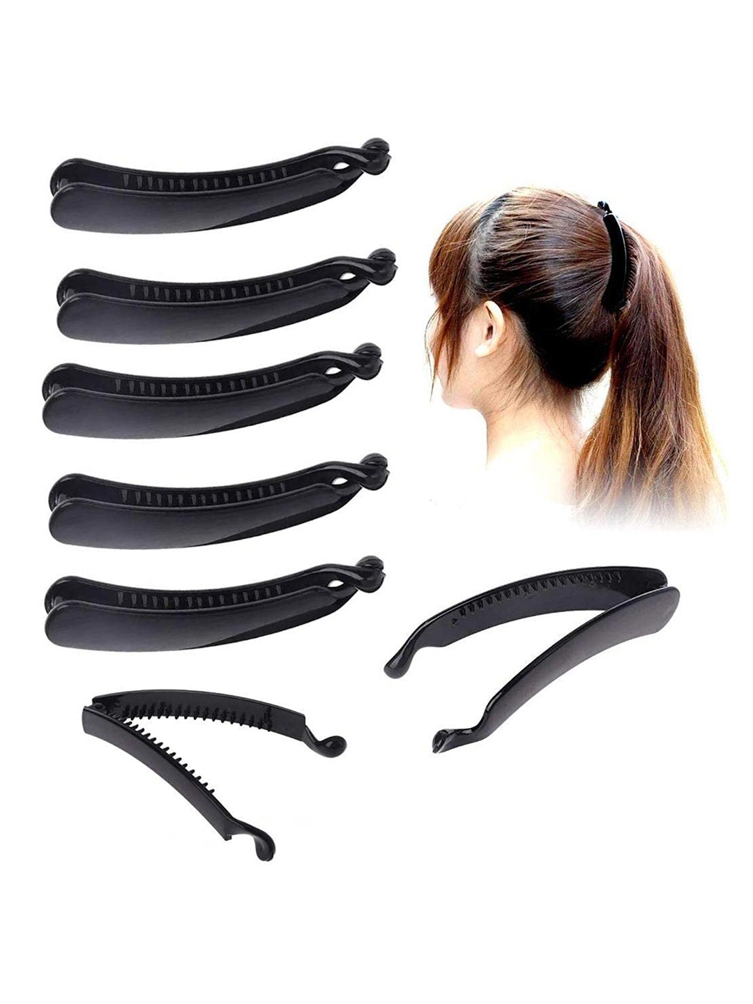 

DN Creation Women Set of 9 Banana Clip, Black