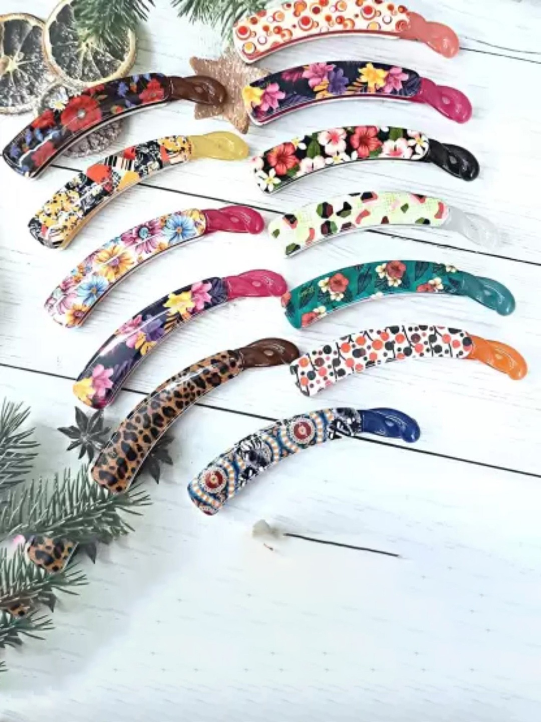 

DN Creation Set of 9 Printed Banana Clips, Assorted